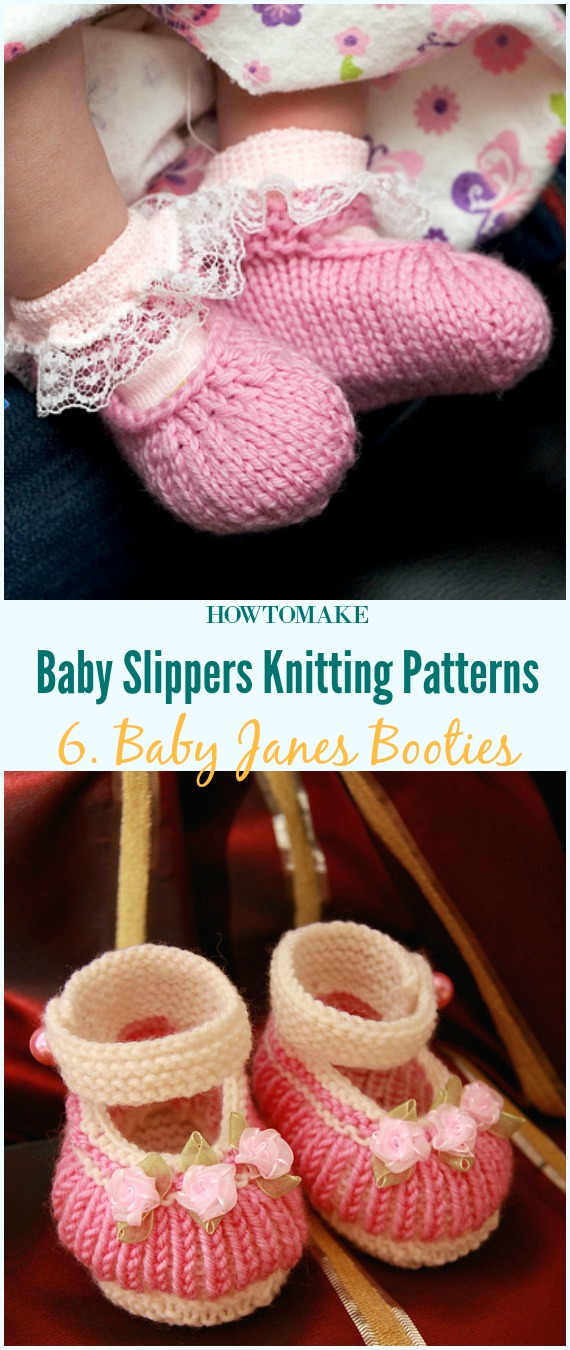 Baby Janes Booties Free Knitting Pattern-Baby #Booties Slippers Free #Knitting Patterns