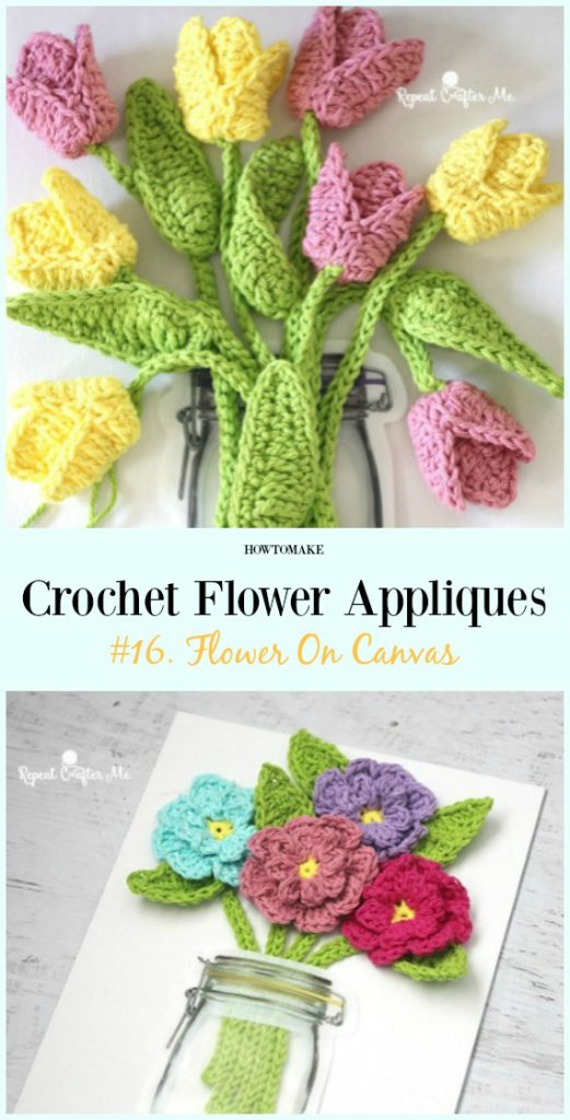 Easy Crochet Flower Appliques Free Patterns for Beginners