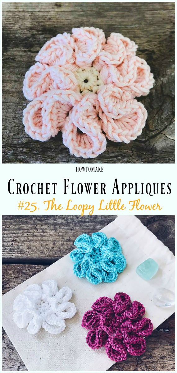 Easy Crochet Flower Appliques Free Patterns for Beginners
