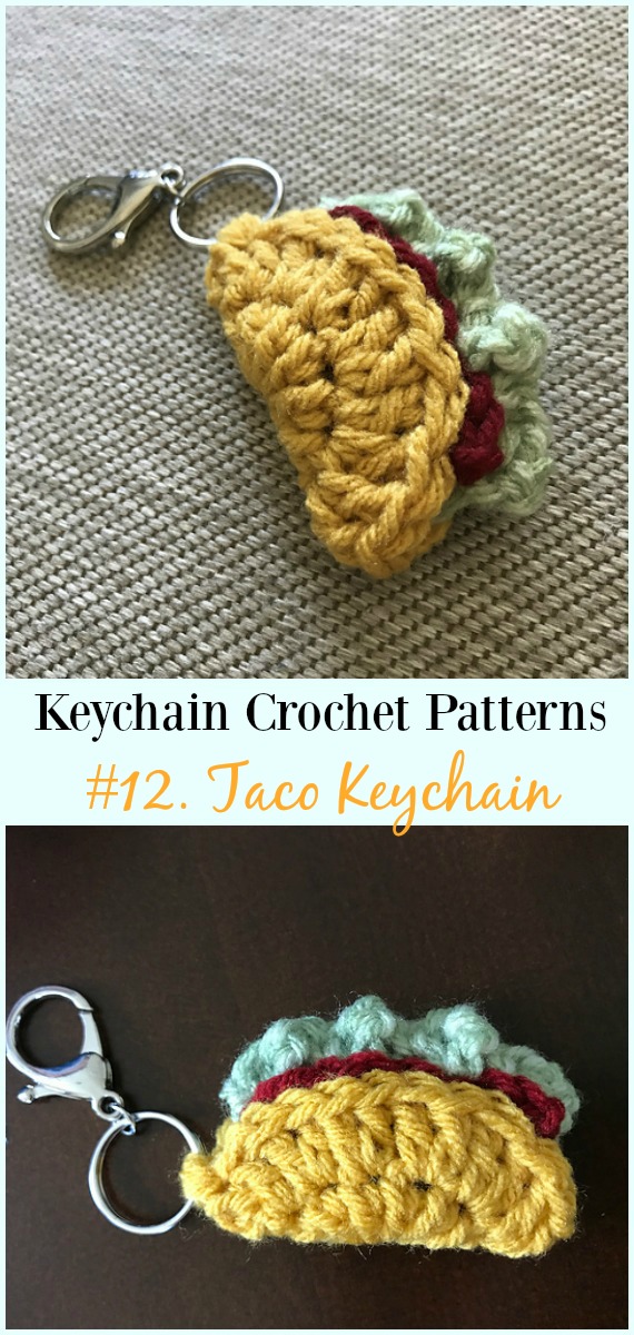 Taco Keychain Free Crochet Pattern - #Keychain #Crochet Patterns