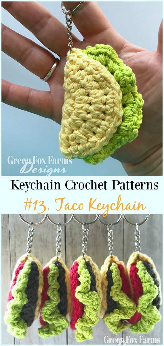 Crochet Taco Keychain Free Pattern - #Keychain #Crochet Patterns