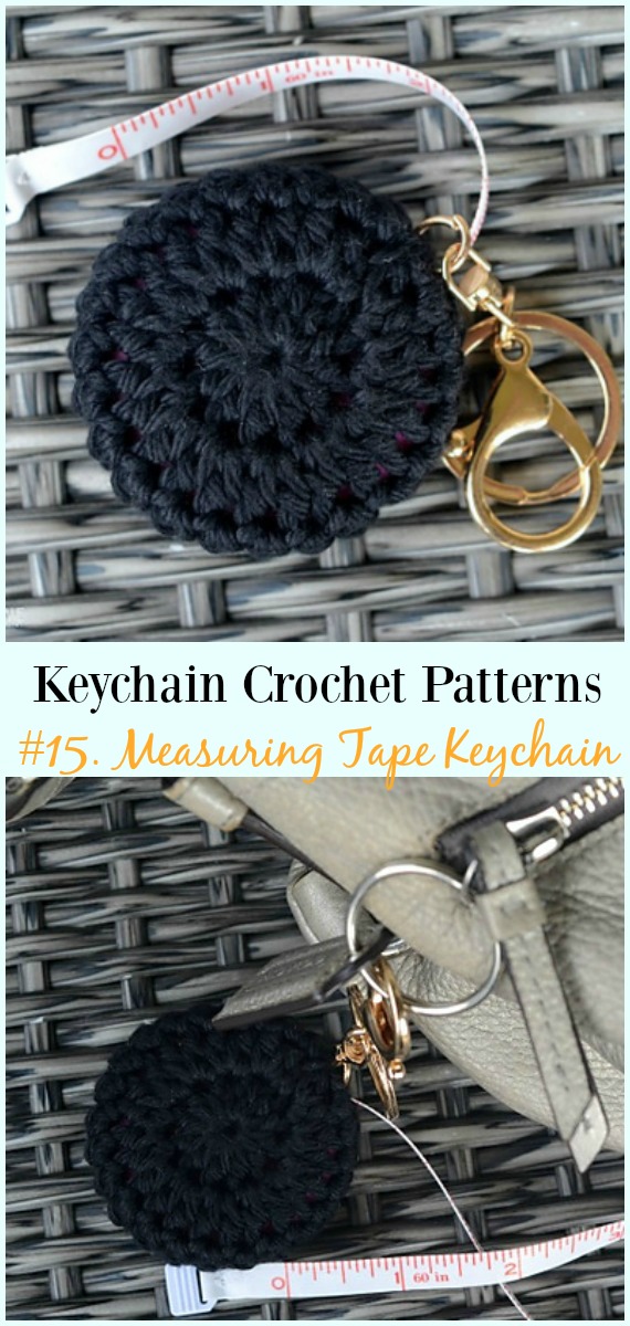 Measuring Tape Keychain Crochet Free Pattern - #Keychain #Crochet Patterns