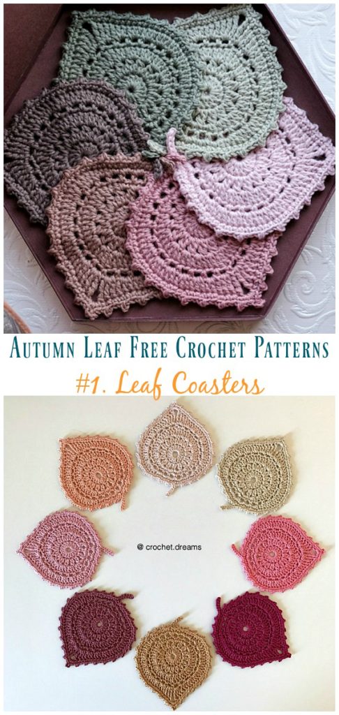 Leaf Coasters Crochet Free Pattern - Autumn Leaf