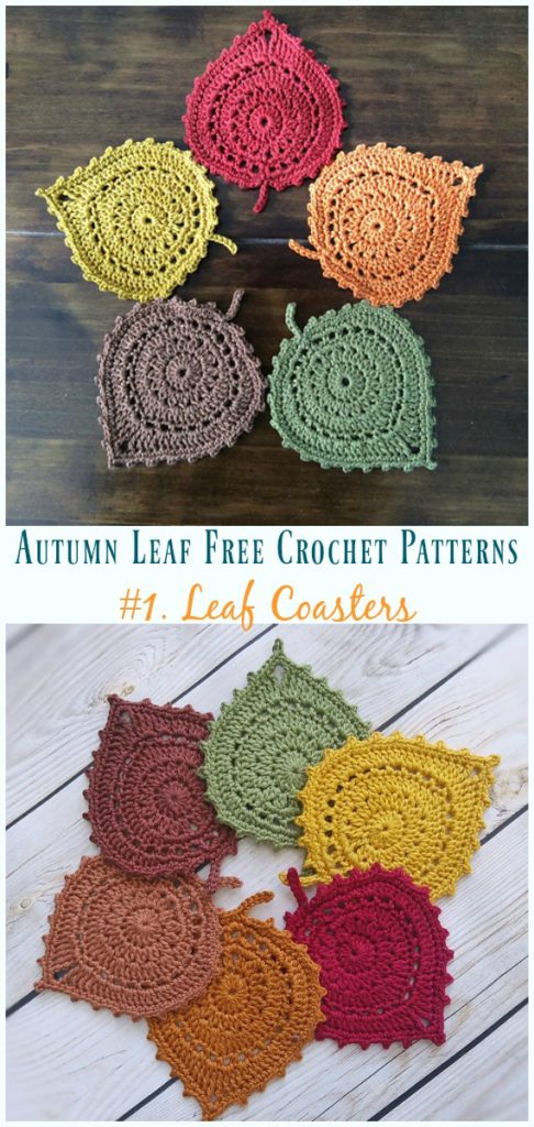 Leaf Coasters Crochet Free Pattern - Autumn Leaf