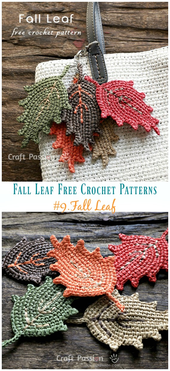 Fall Leaf Crochet Free Pattern - Autumn #Leaf; Free #Crochet; Patterns