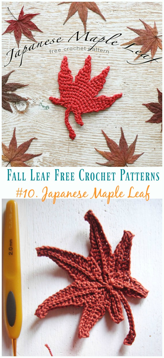 Japanese Maple Leaf  Crochet Free Pattern - Autumn #Leaf; Free #Crochet; Patterns