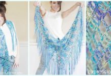 Boho Triangle Shawl Crochet Free Pattern - Women Lace #Shawl; Free #Crochet; Patterns