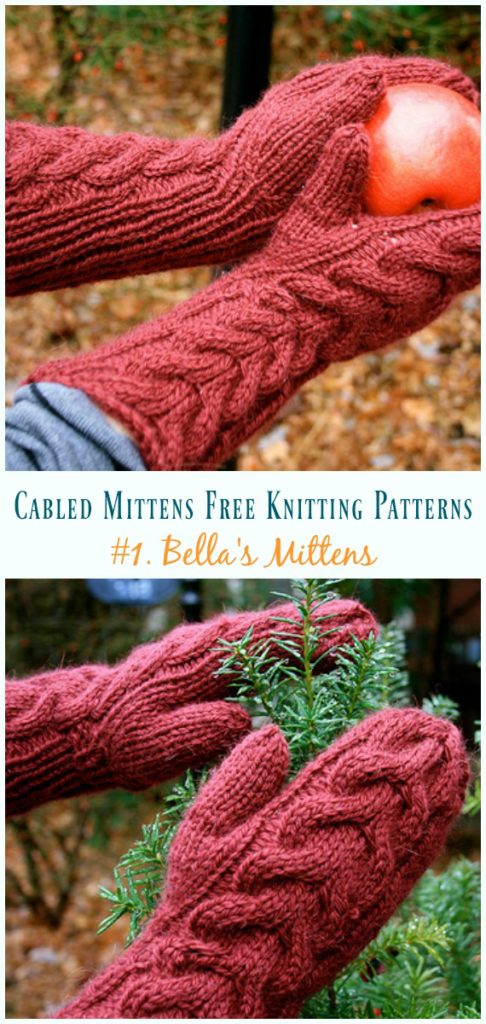 Bellas Mittens Knitting Free Pattern Cabled Mittens 9799