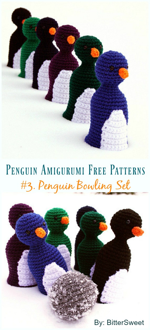 Amigurumi Penguin Bowling Set Crochet Free Pattern - Crochet #Penguin; #Amigurumi; Free Patterns