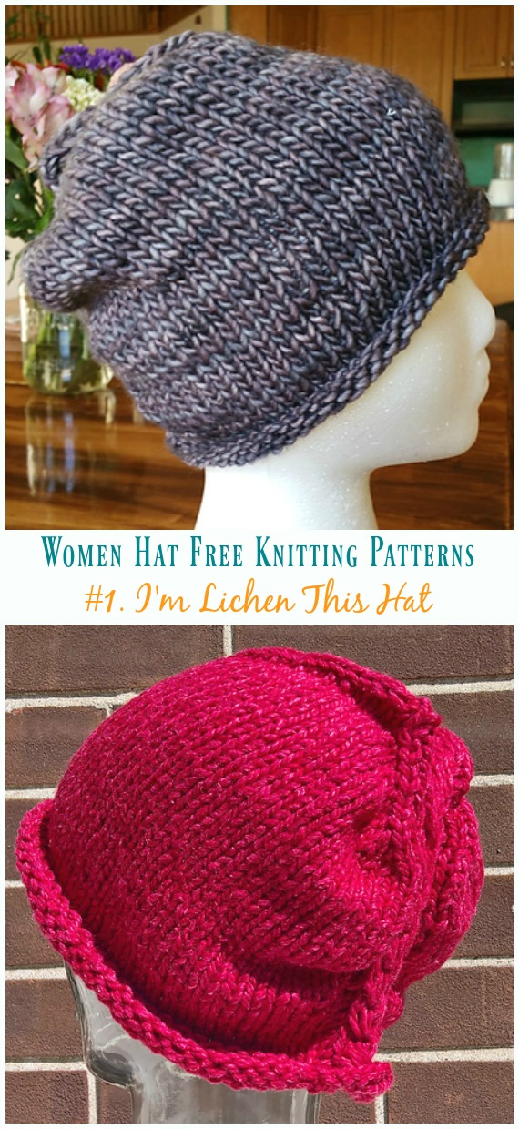 I'm Lichen This Hat Knitting Free Pattern - #Women; Beanie #Hat; Free #Knitting; Patterns 