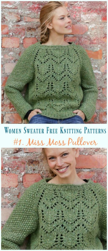 Miss Moss Pullover Sweater Knitting Free Pattern - Women Pullover ...