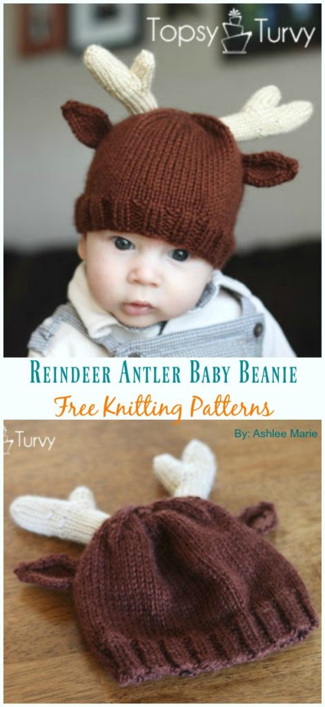 Baby Reindeer Hats Knitting Patterns