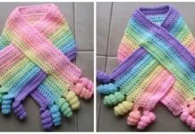 Rainbow Curly Shirley Scarf Crochet Free Pattern - Kids #Scarf; Free #Crochet; Patterns