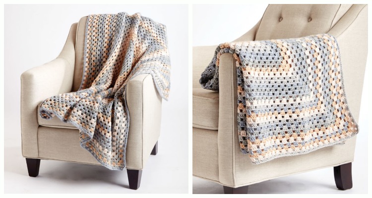 Bernat All For One Granny Square Blanket Crochet Free Pattern
