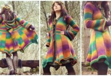 Rainbow Elf Coat Tunisian Crochet Free Pattern - Women #Coat; Sweater Free #Crochet; Patterns