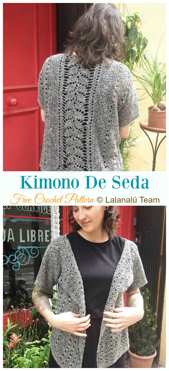 Kimono De Seda Cardigan Crochet Free Pattern - Women #Kimono; #Cardigan; Free #Crochet; Patterns