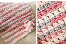 Cross-Over Block Stitch Baby Blanket Crochet Free Pattern - Stripy #Blanket; Free #Crochet; Patterns