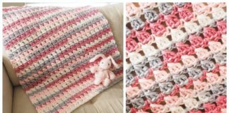 Cross-Over Block Stitch Baby Blanket Crochet Free Pattern - Stripy #Blanket; Free #Crochet; Patterns