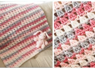 Cross-Over Block Stitch Baby Blanket Crochet Free Pattern - Stripy #Blanket; Free #Crochet; Patterns