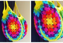 Granny Square Market Bag Crochet Free Pattern - #Crochet; Market Grocery #Bag;Free Patterns