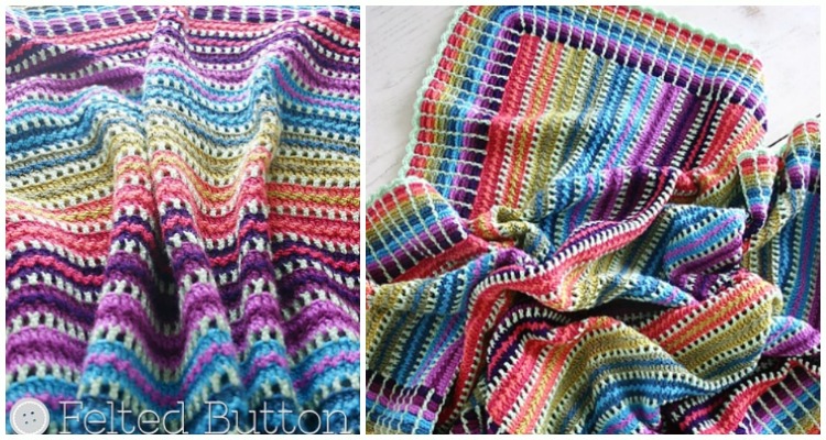 Skittles Blanket Crochet Free Pattern - Stripy Blanket