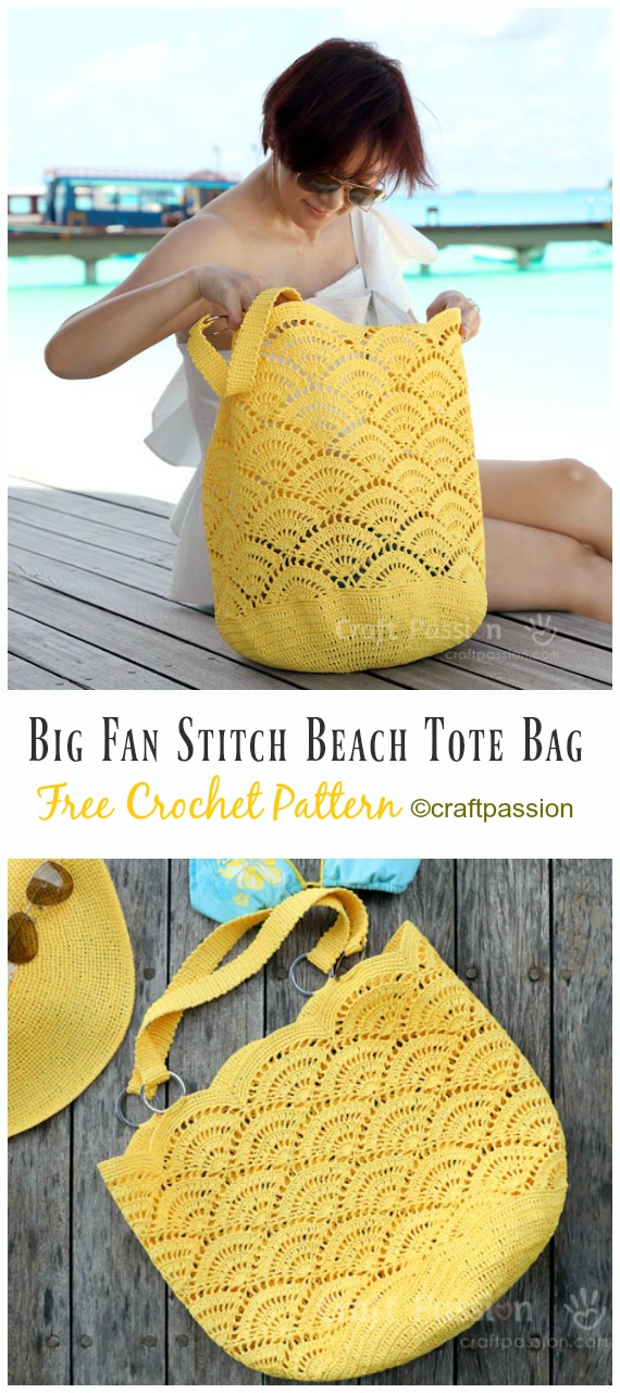 Lace Shell Stitch Beach Tote Bag Crochet Free Pattern [Video]