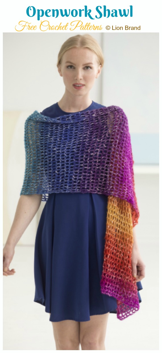 Openwork Shawl Crochet Free Pattern - Women Shawl #Wrap; Free #Crochet; Patterns