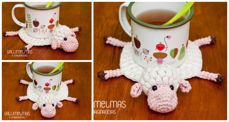 Amigurumi Amelia The Sheep Coaster Crochet Free Pattern