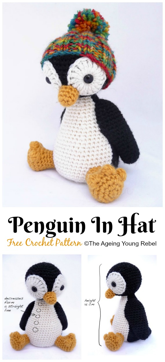 Amigurumi Penguin In Hat Toy Crochet Free Pattern - Crochet #Penguin; #Amigurumi; Free Patterns