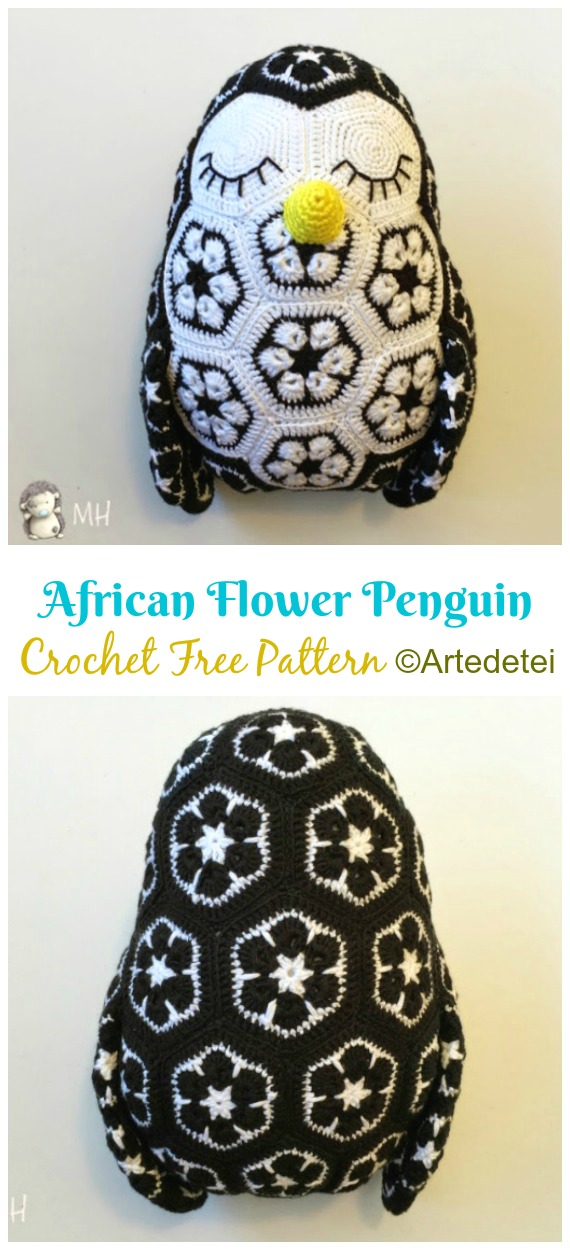 Amigurumi African Flower Penguin Crochet Free Pattern - Crochet #Penguin; #Amigurumi; Free Patterns