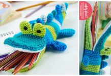 Crocodile Pencil Case Crochet Free Pattern - Back to School #Pencil Case Free #Crochet; Patterns