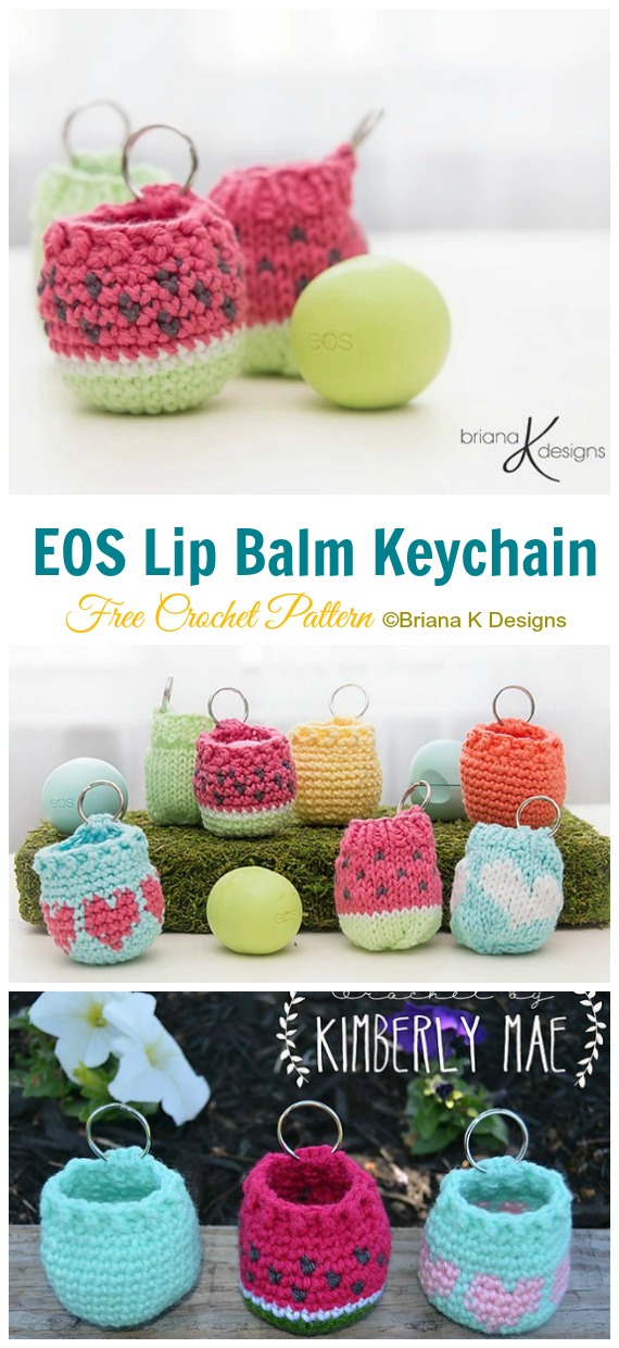 EOS Lip Balm Holder Key Chain Crochet Free Patterns - #Keychain #Crochet Free Patterns