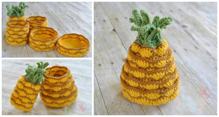 Pineapple Nesting Bowls Crochet Free Patterns