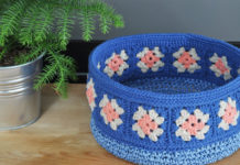 Granny Square Edged Basket Crochet Free Patterns - - Storage #Basket; Free #Crochet; Patterns