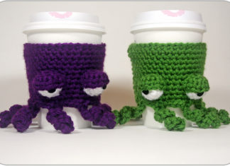 Grumpy Octopus Coffee Cup Cozy Crochet Free Pattern - Coffee/Tea Mug #Cozy; Free #Crochet; Patterns