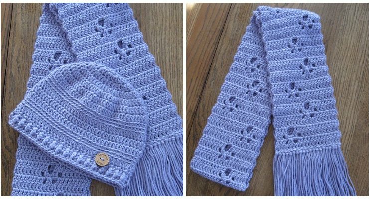 Meandering Paw Prints Beanie & Scarf Set Crochet Free Patterns