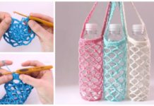 Mesh Water Bottle Holder Crochet Free Pattern Video - Water Bottle Holder Free #Crochet; Patterns