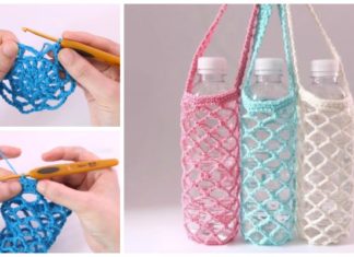 Mesh Water Bottle Holder Crochet Free Pattern Video - Water Bottle Holder Free #Crochet; Patterns