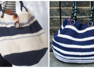 Nautical Tote Bag Crochet Free Pattern - Tote #Bag; Free #Crochet; Patterns