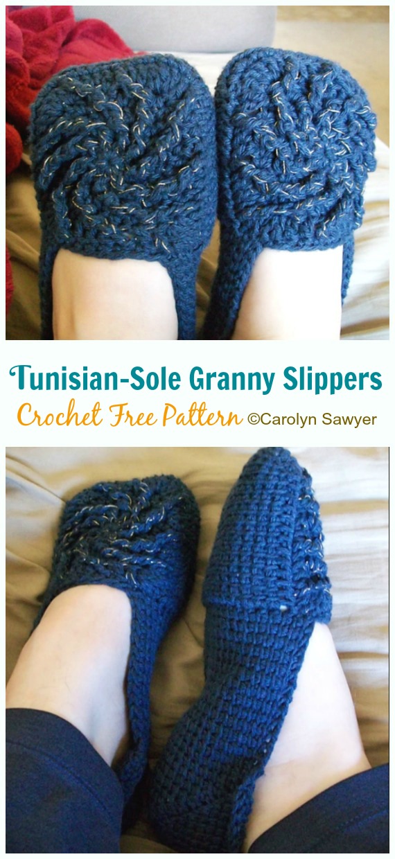 Simple Tunisian Slippers Crochet Free 