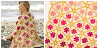 Spring Daze Flower Blanket Crochet Free Pattern - #Triangle; Motif #Blanket; Free Crochet Patterns