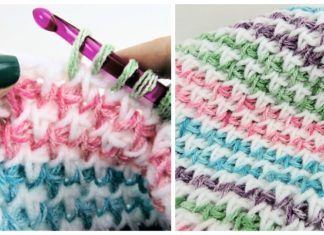 Twist Baby Blanket Tunisian Crochet Free Pattern&Video - Stripy #Blanket; Free #Crochet; Patterns