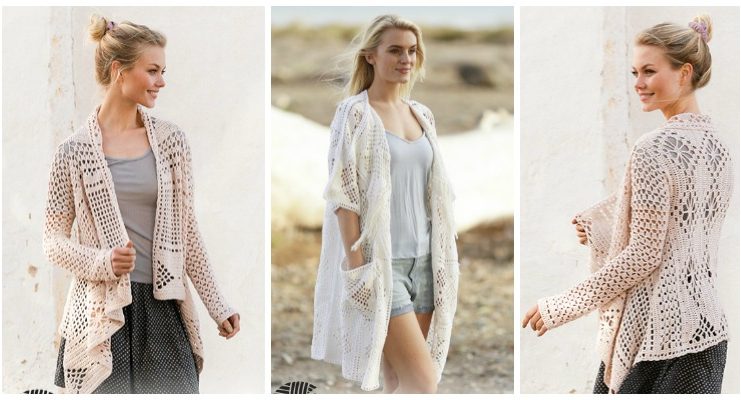 Lace Granny Square Jacket Crochet Free Patterns - Spring&Summer Women #Cardigan; Free #Crochet; Patterns