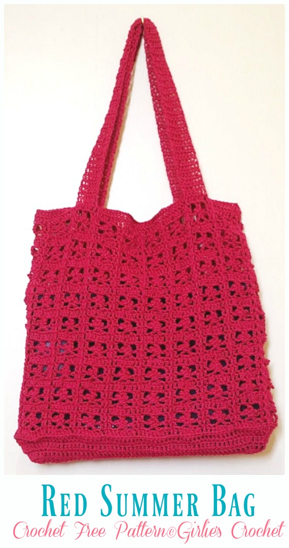 Red Summer Bag Crochet Free Pattern -  - Tote #Bag; Free #Crochet; Patterns