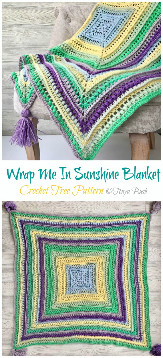 Wrap Me In Sunshine Blanket Crochet Free Pattern - Never Ending Square #Blanket; #Crochet; Free Patterns