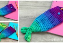 Mermaid Tail Pencil Pouch Crochet Free Pattern - Back to School #Pencil Case Free #Crochet; Patterns