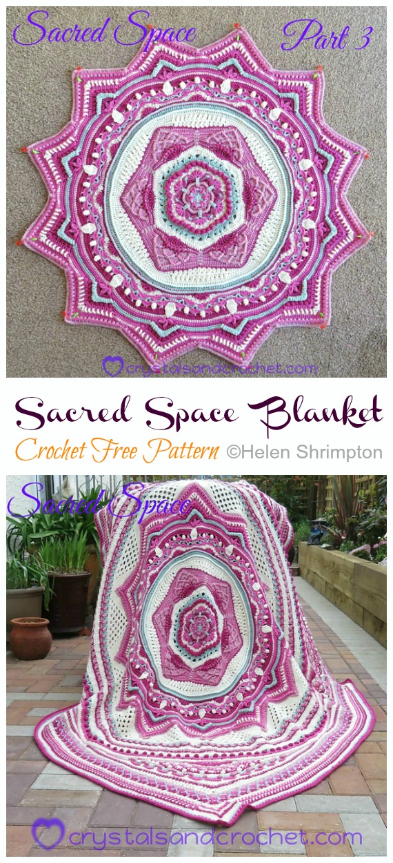 Sacred Space Bedspread Crochet Free Pattern - #Bedspread; Blanket Free #Crochet; Patterns