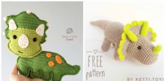 Amigurumi Triceratops Dinosaur Crochet Free Patterns - Free #Amigurumi; #DinosauR; Toy Softies Crochet Patterns