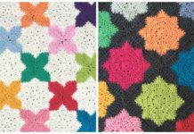 Star and Cross Square Crochet Free Pattern - Granny Square Motif Free #Crochet; Patterns