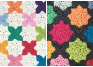 Star and Cross Square Crochet Free Pattern - Granny Square Motif Free #Crochet; Patterns